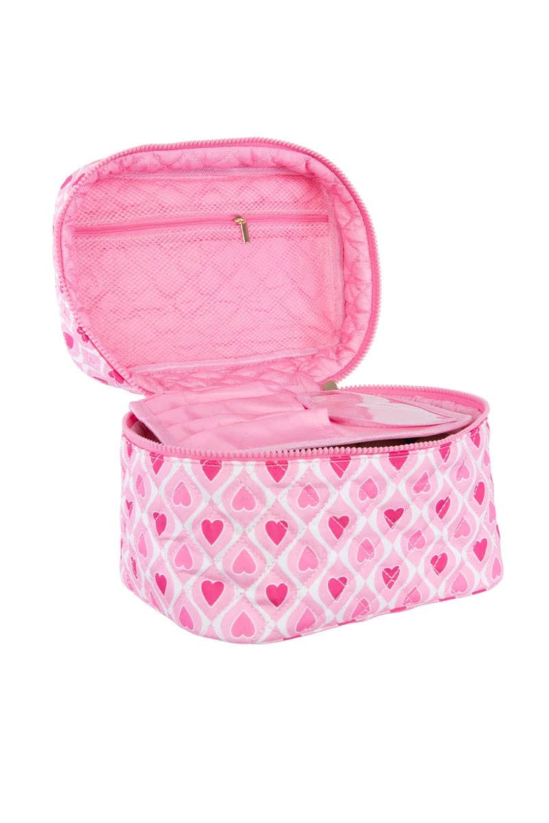 Light and Hot Pink Hearts Makeup Travel Bag
