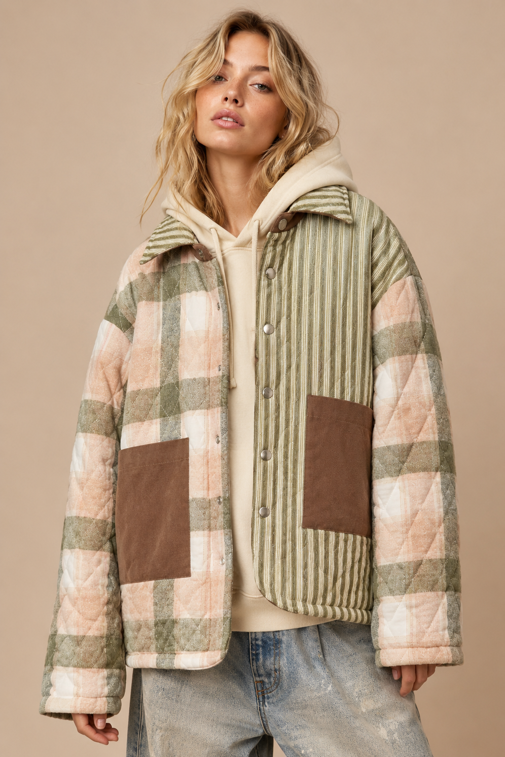 Mixed-Media Quilted Patchwork Jacket