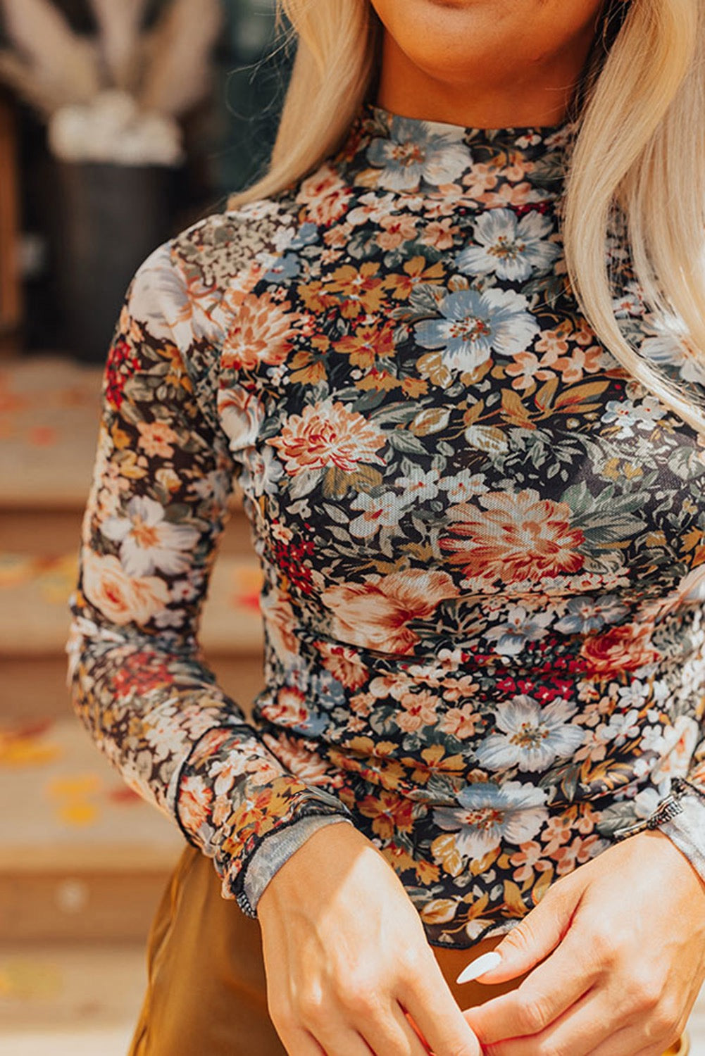 Vintage Floral Mesh Top