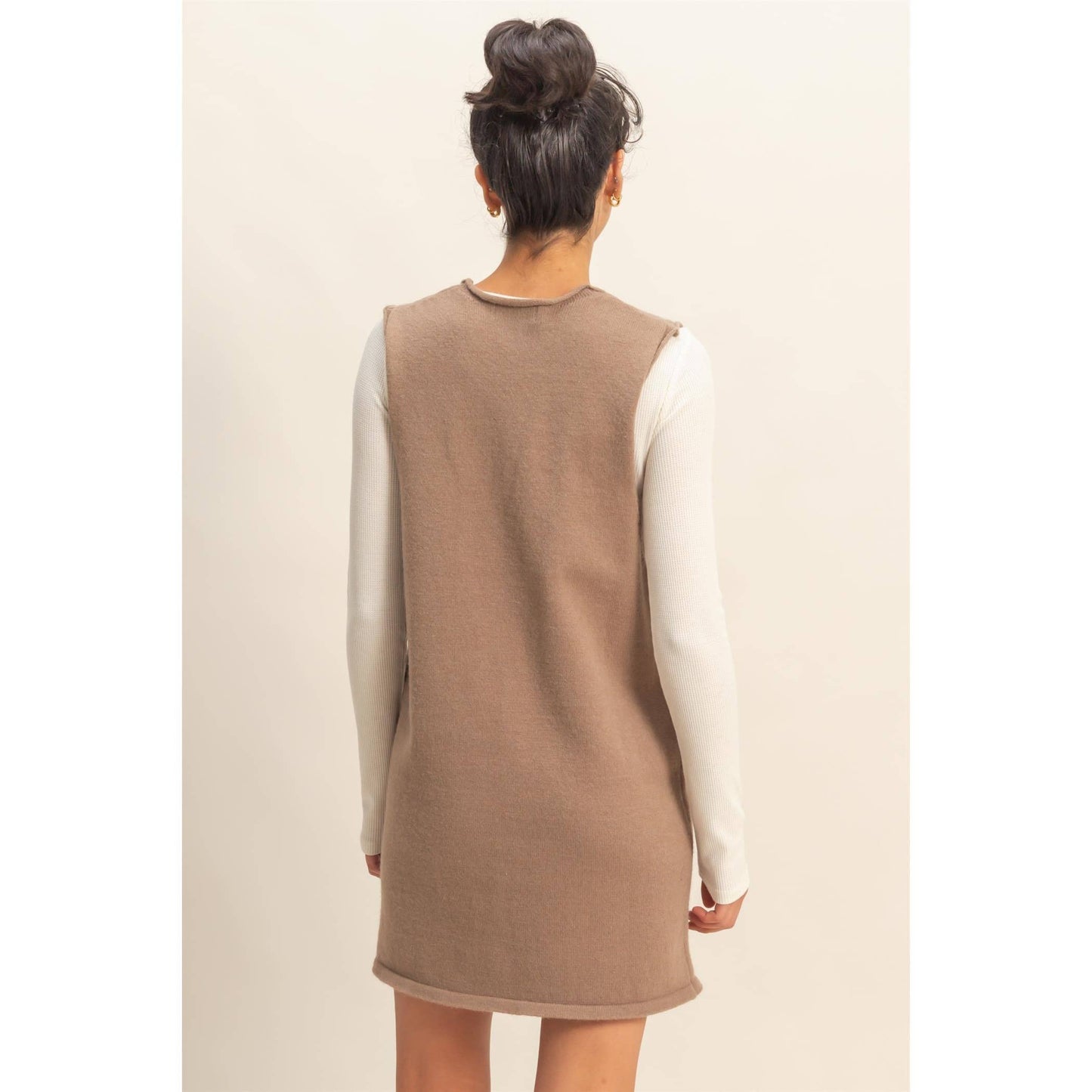 V Neck Sleeveless Knit Mini Dress