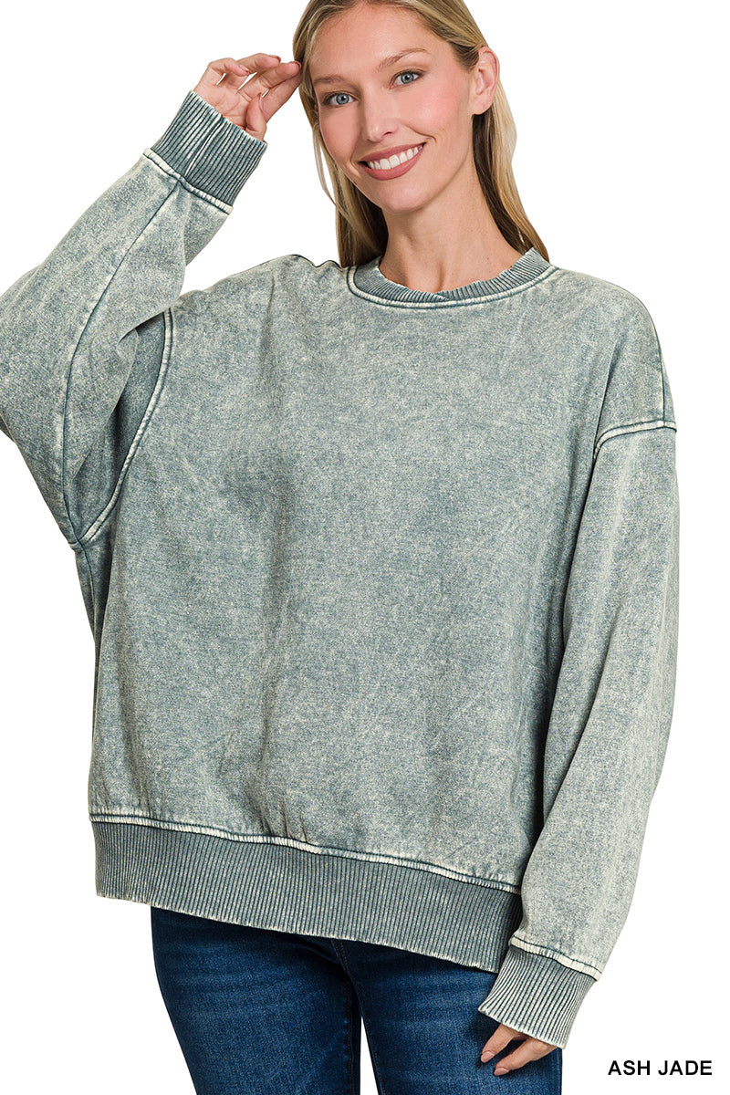 Zenana Oversized Fleece Crew