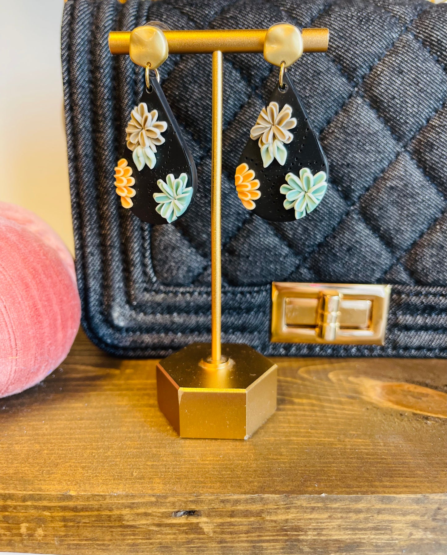 Geo Floral Clay Earring