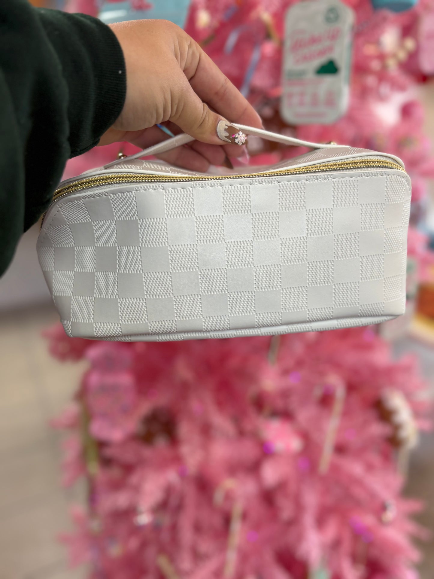 Checkered Makeup Bag