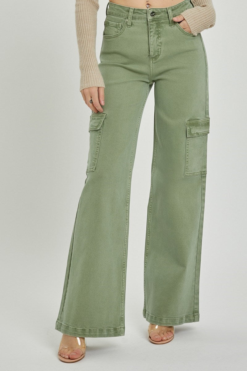 Risen Olive Cargo Wide Pants