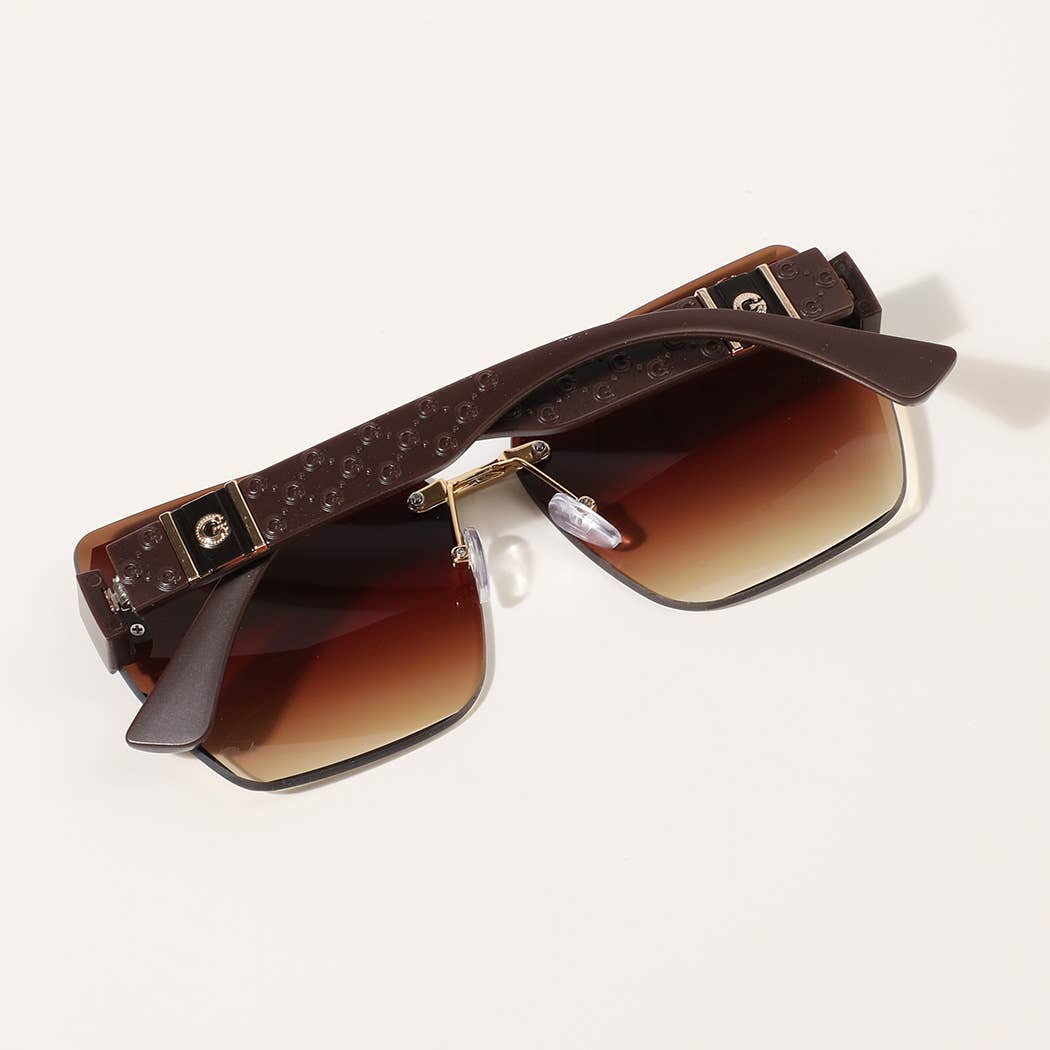 Rimless Square Shape Lenses Wide Leg Sunglasses