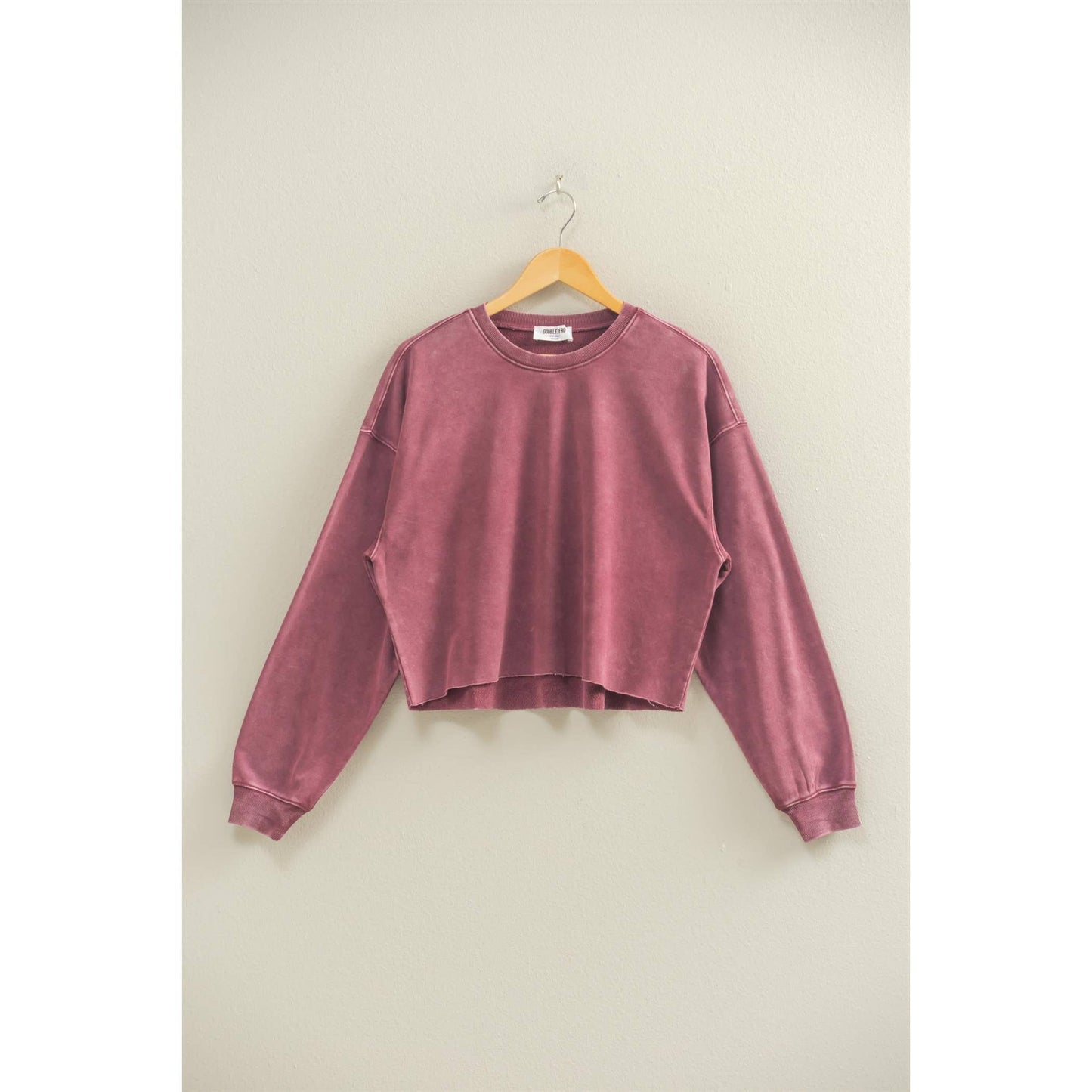 Cropped Crewneck Sweatshirt With Oversized Sleeves