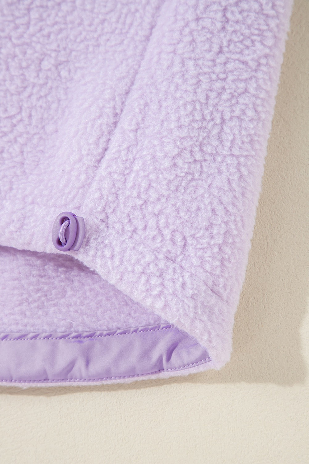 Lavender Zipped Pocket Sherpa Drawstring Hoodie