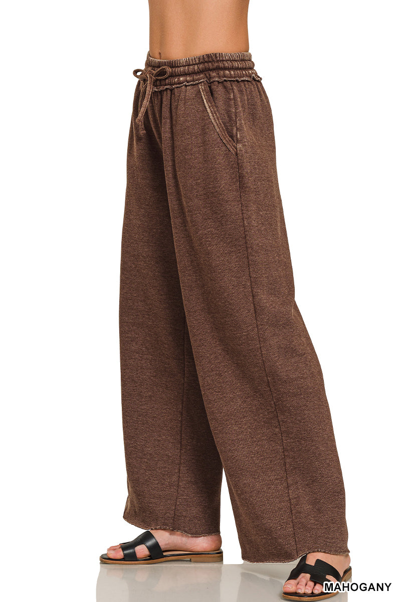 Zenana Acid Wash Fleece Sweatpants