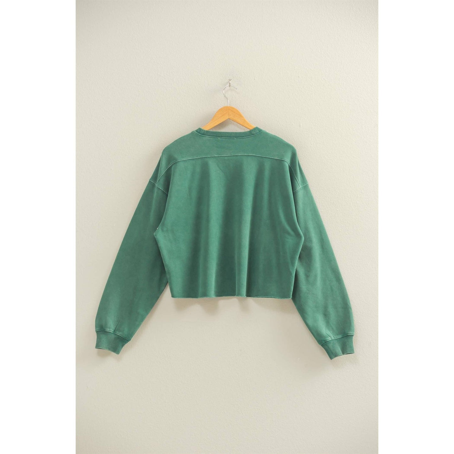 Cropped Crewneck Sweatshirt With Oversized Sleeves