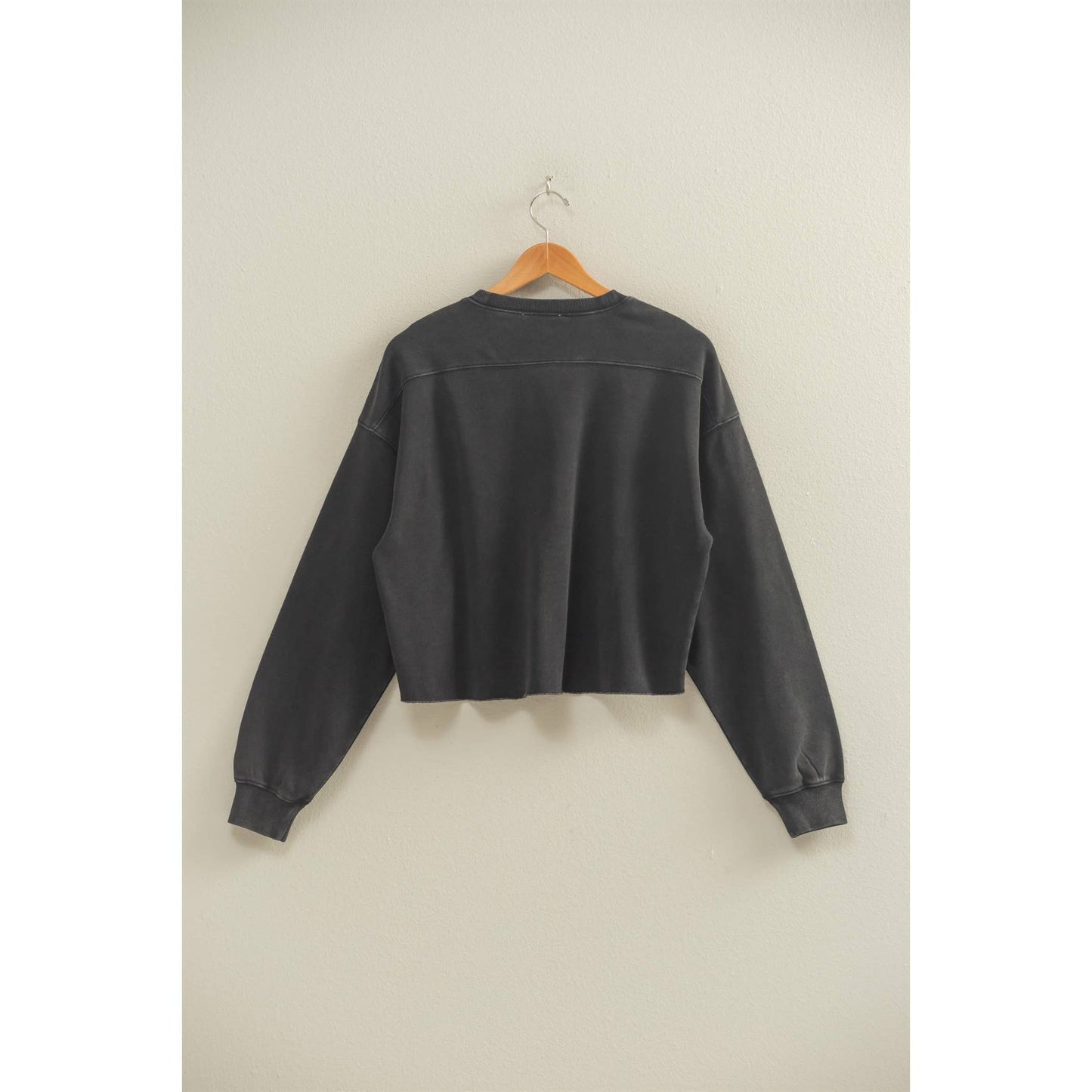 Cropped Crewneck Sweatshirt With Oversized Sleeves