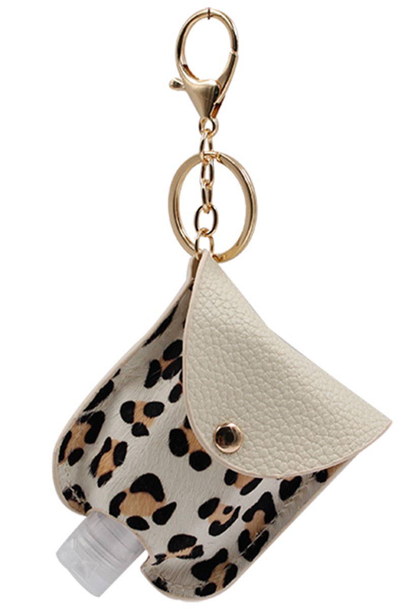 Genuine Leather Animal Sanitizer Keychain Holder