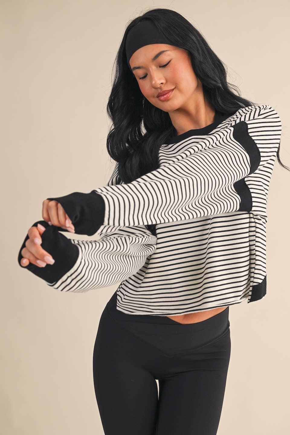 Cozy Cutout Stripe Sweatshirt