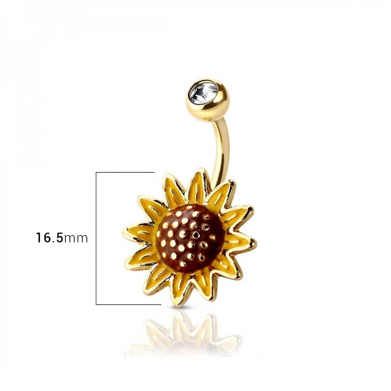 SUNFLOWER 316L SS NAVEL RING