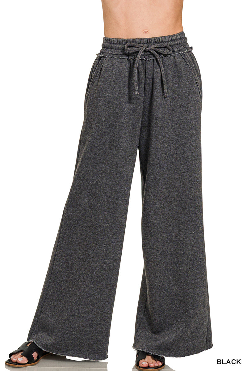 Zenana Acid Wash Fleece Sweatpants