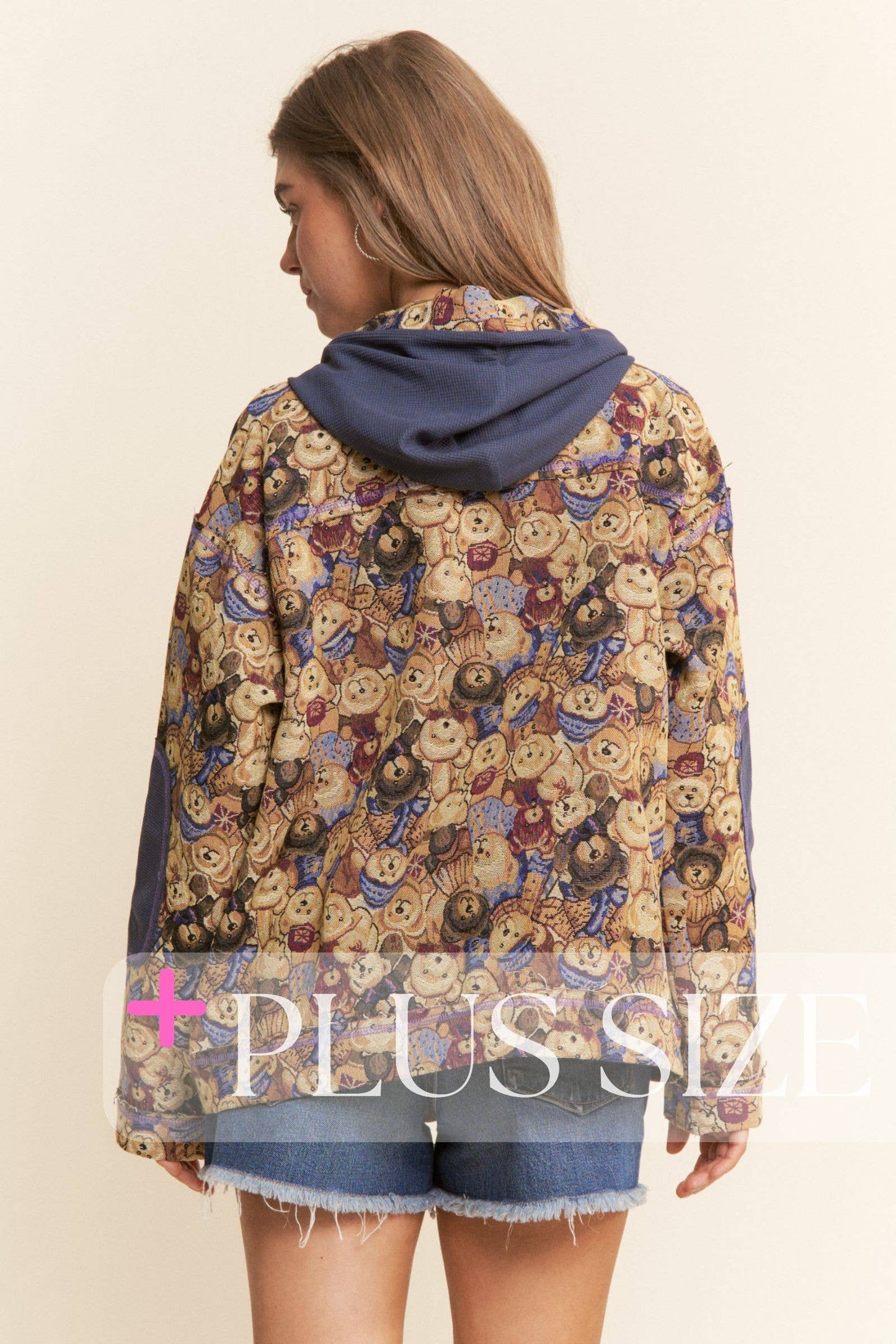Teddy Bear Design Knit Hooded Jacket
