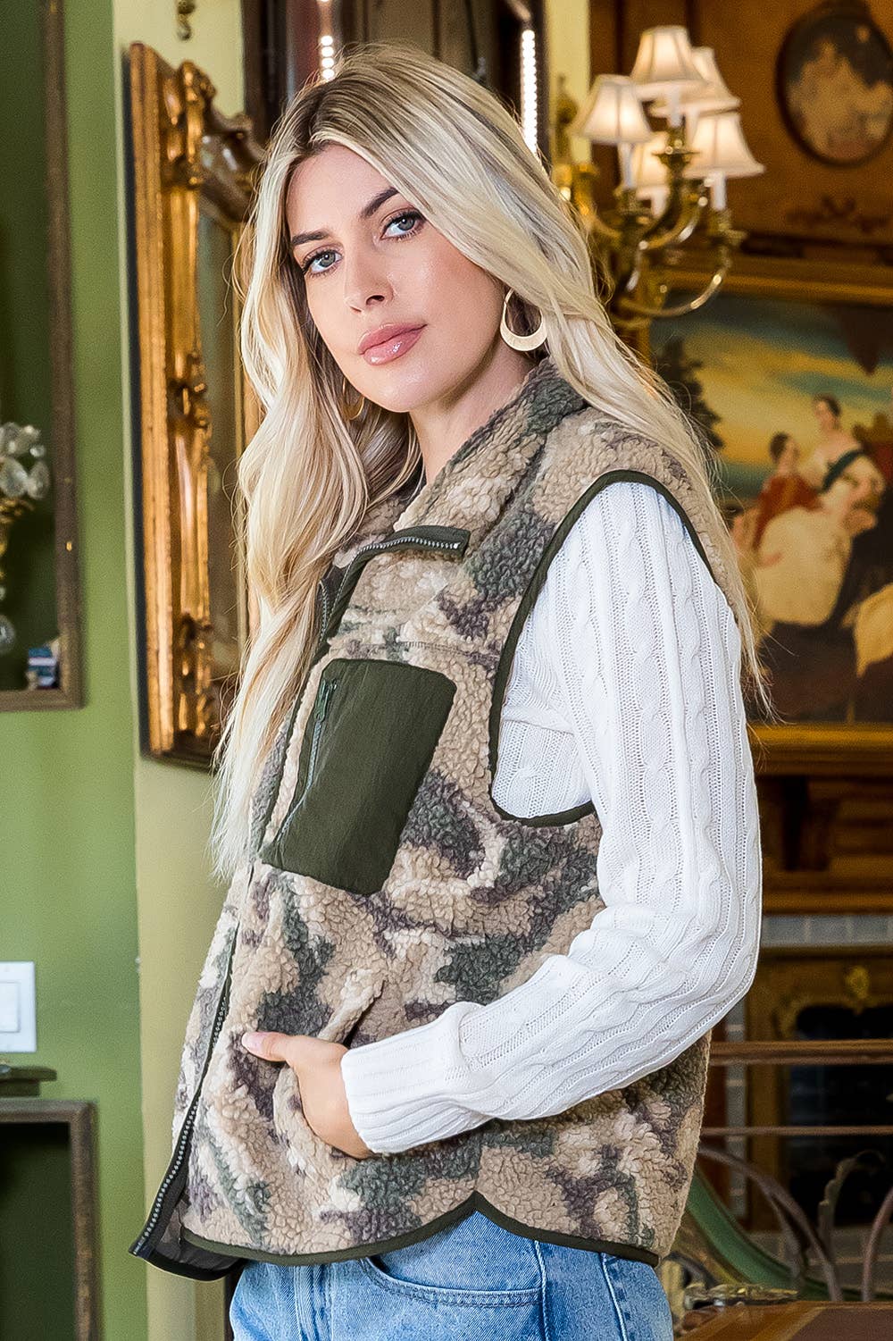 Camo Sherpa Vest