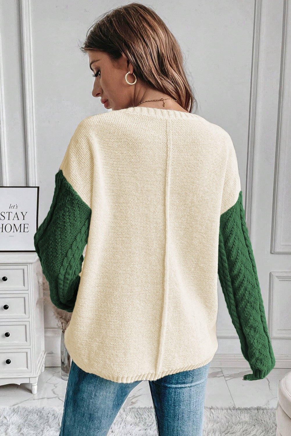 Plus Forest Green Cable Knits Sweater