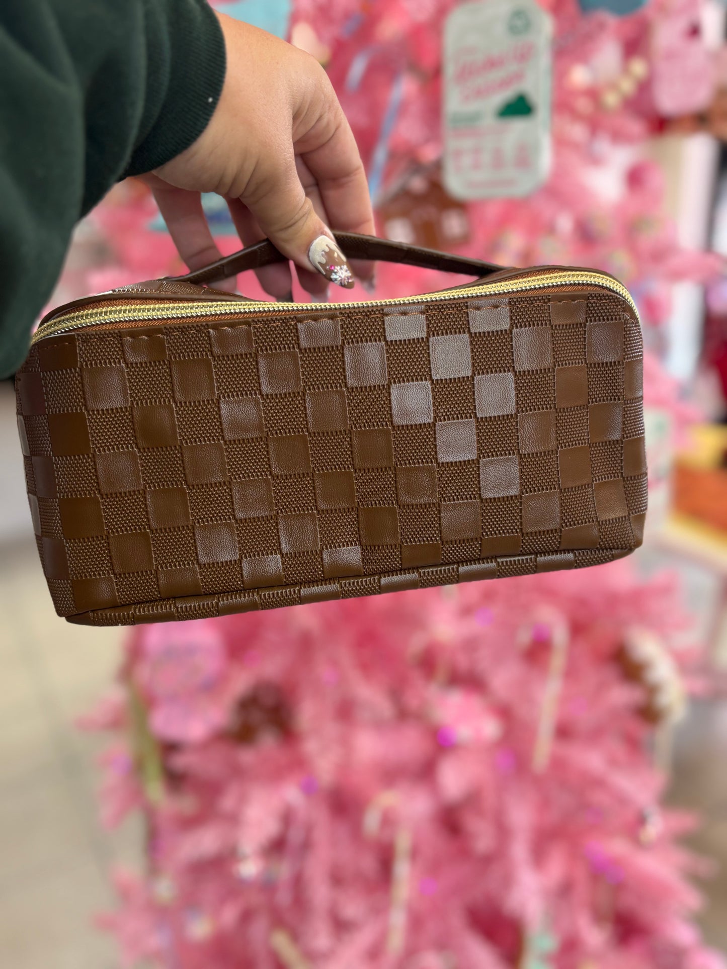 Checkered Makeup Bag