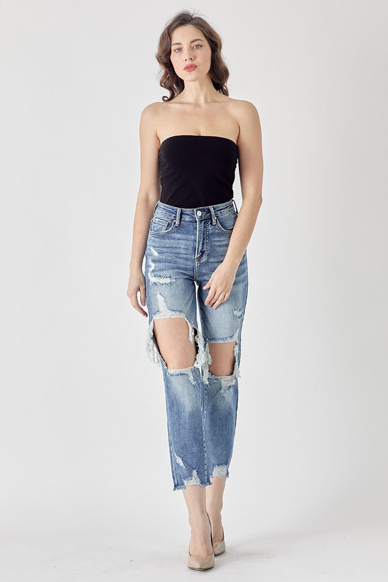 Curvy Risen High-Rise Straight Jeans