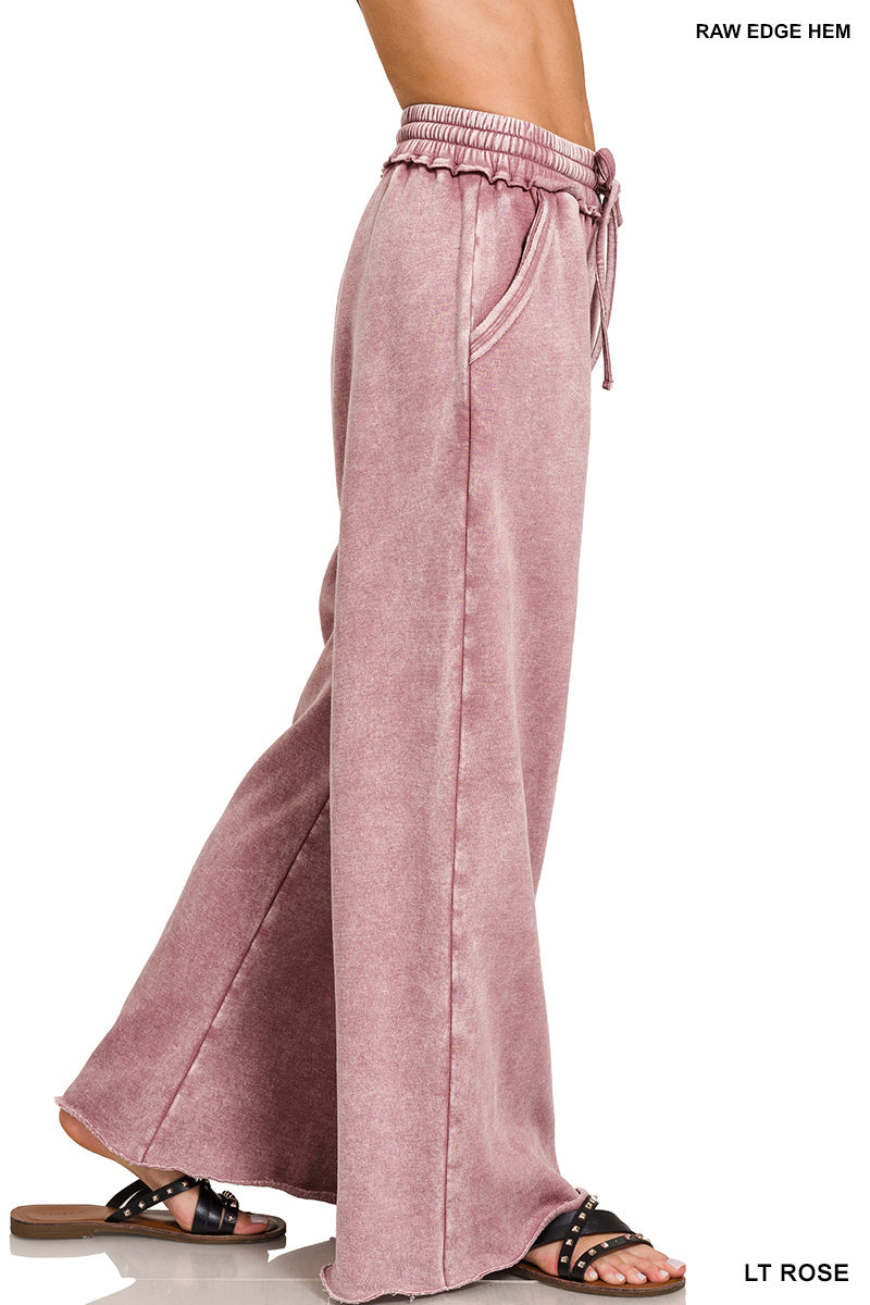 Zenana Acid Wash Fleece Sweatpants