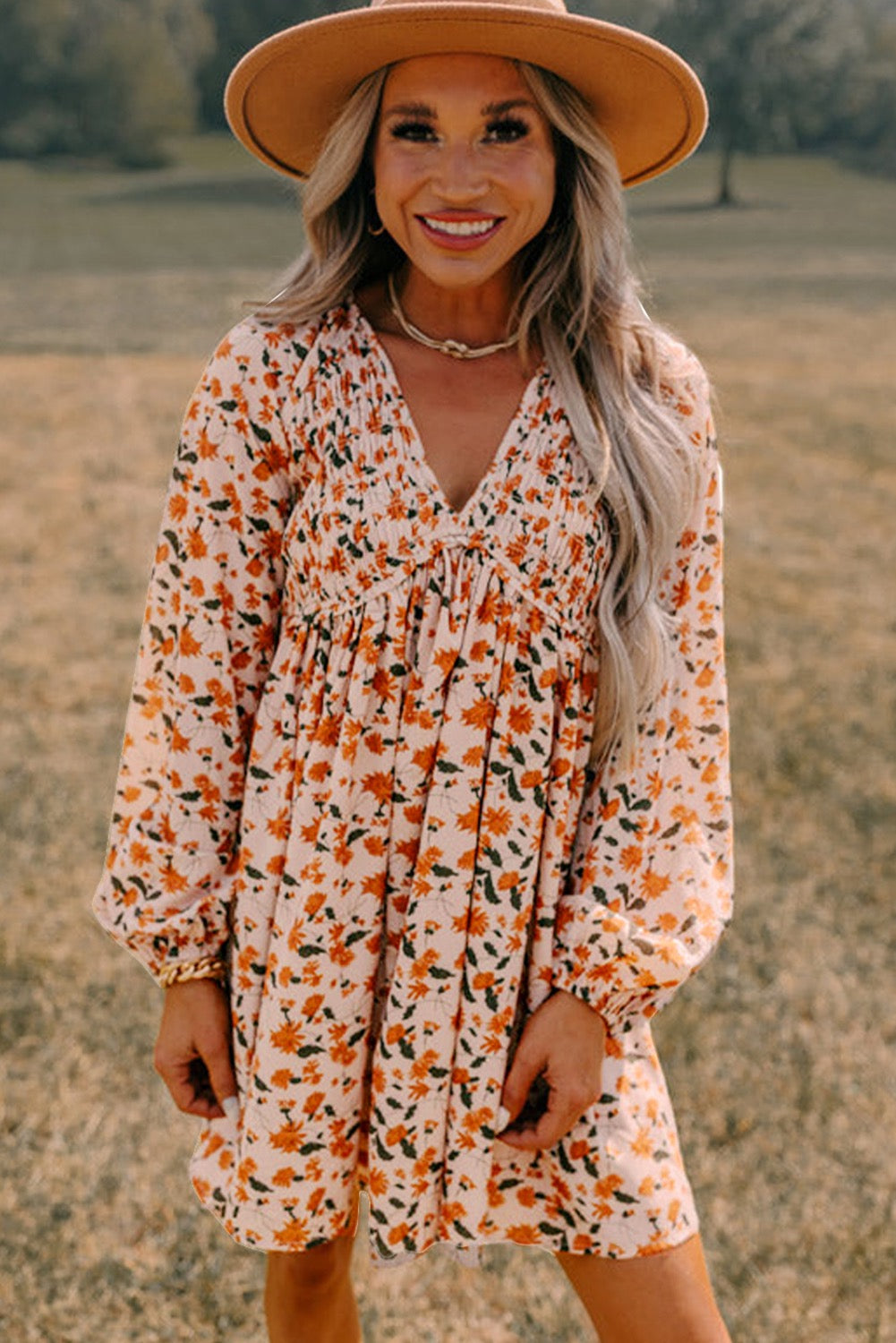 Fall Floral Babydoll Dress