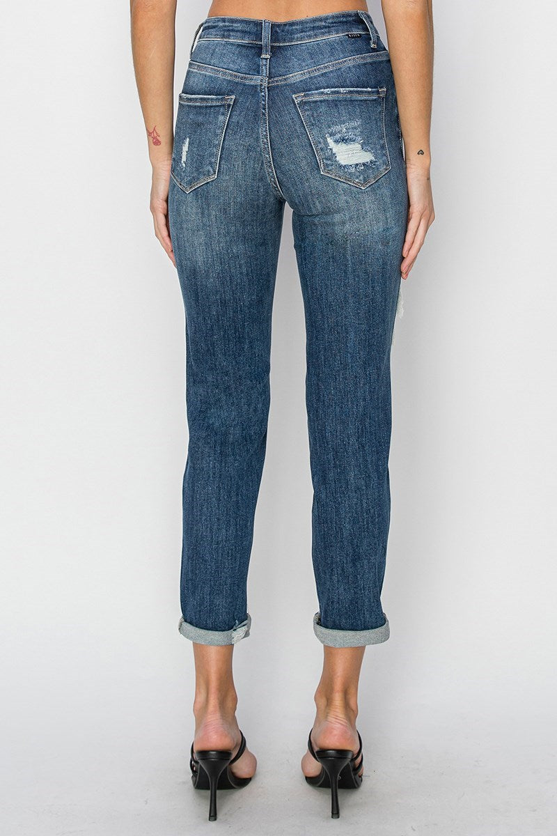 Curvy Risen High Rise Boyfriend Jeans