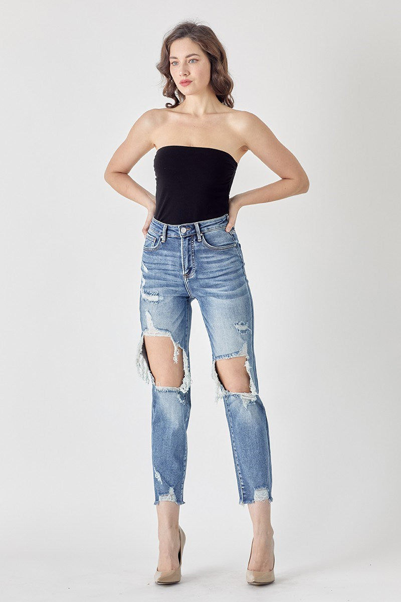 Curvy Risen High-Rise Straight Jeans