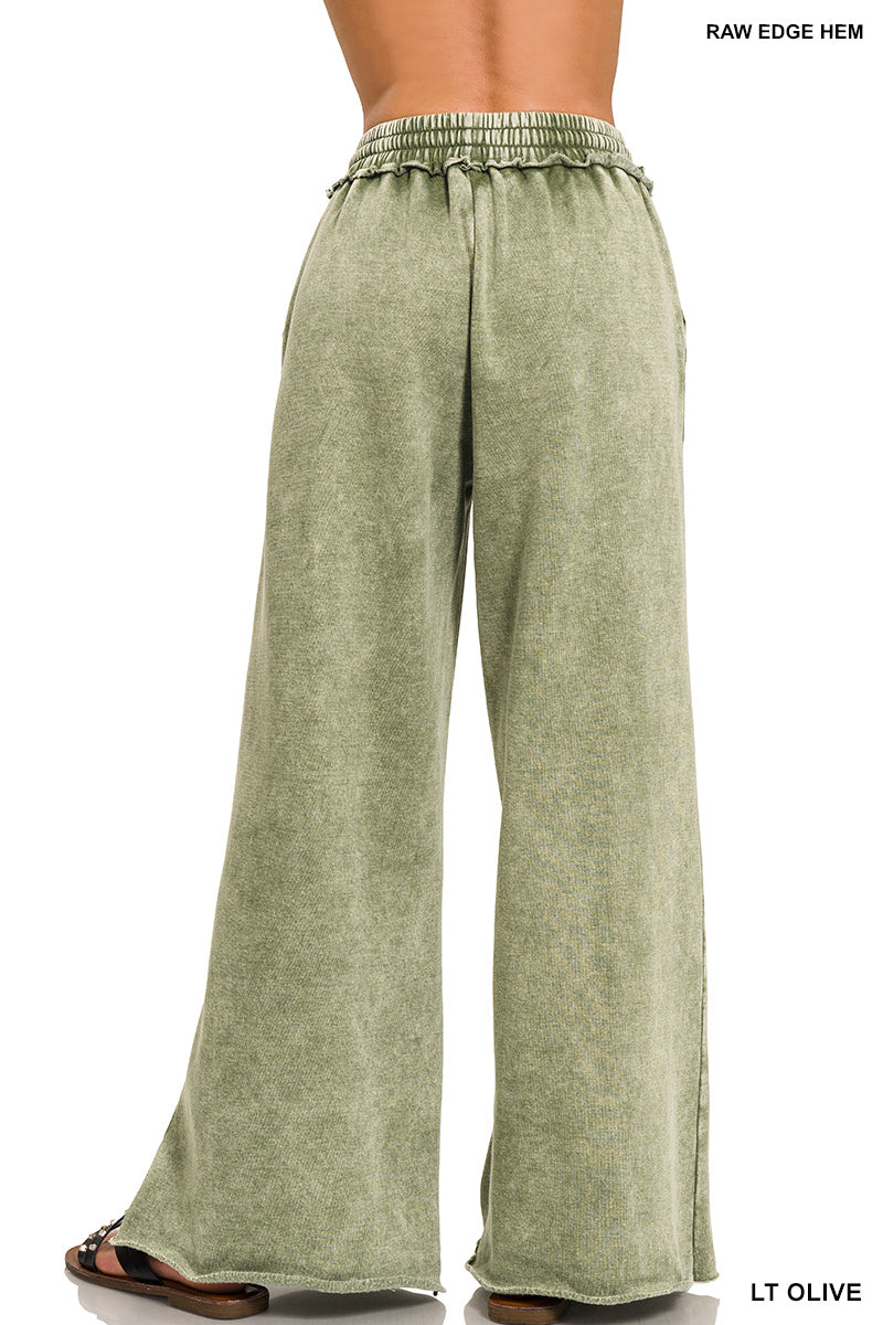 Zenana Acid Wash Fleece Sweatpants