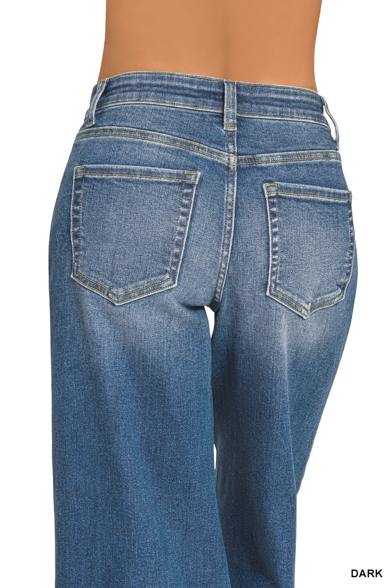 Zenana Raw Hem Wide Leg
