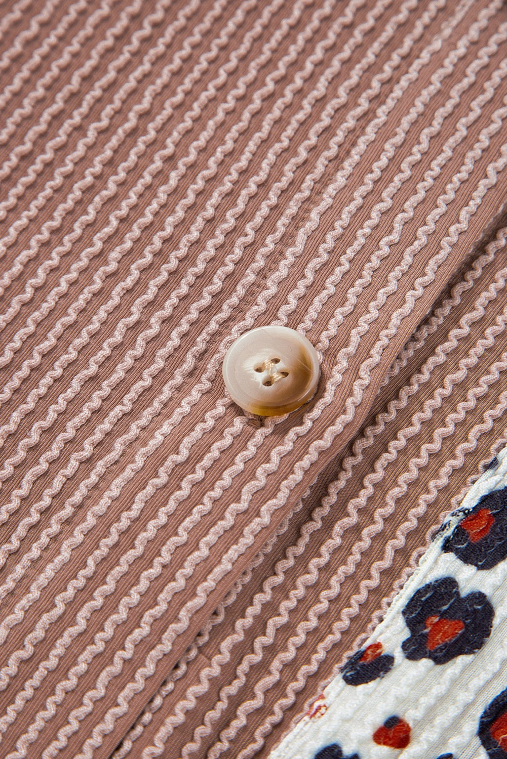 Leopard Patched Corded Button Up