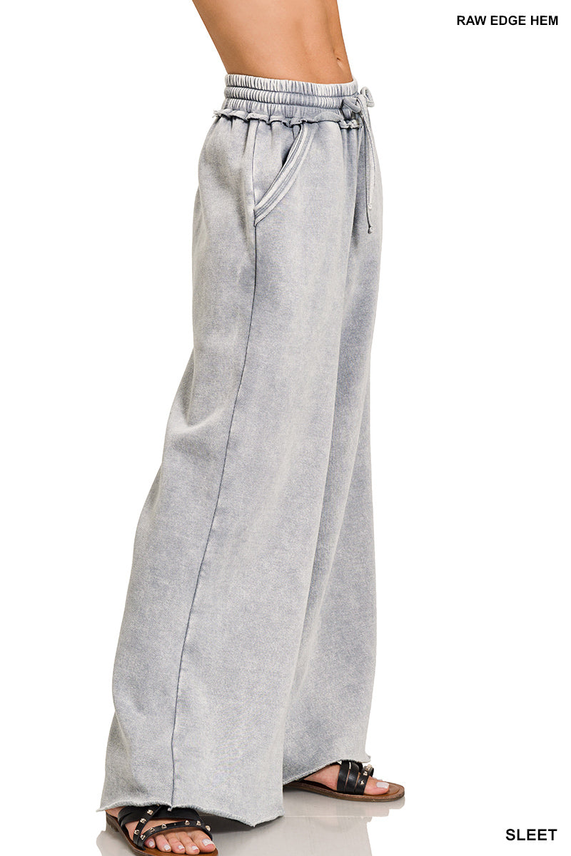 Zenana Acid Wash Fleece Sweatpants