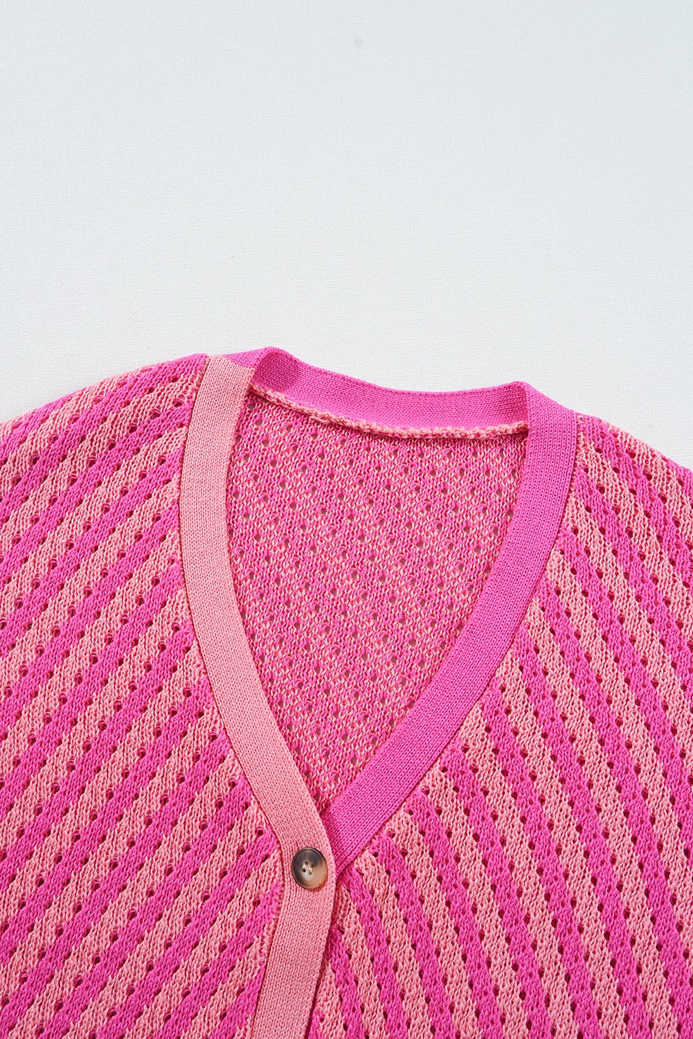 Pink Striped Buttoned Sweater