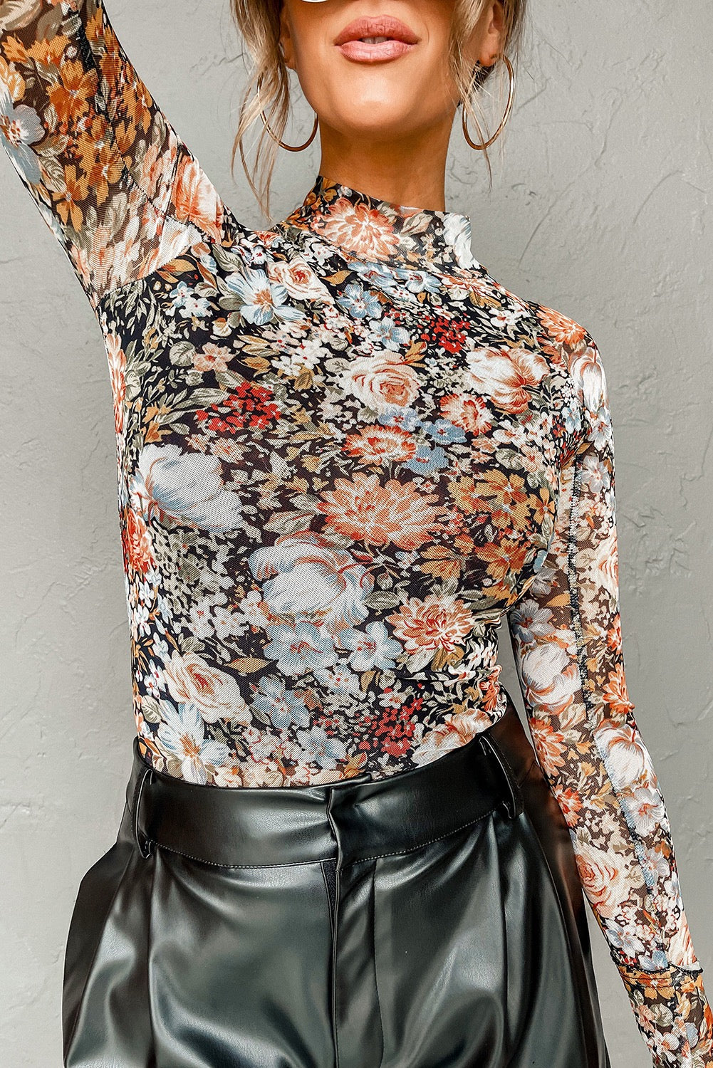 Vintage Floral Mesh Top