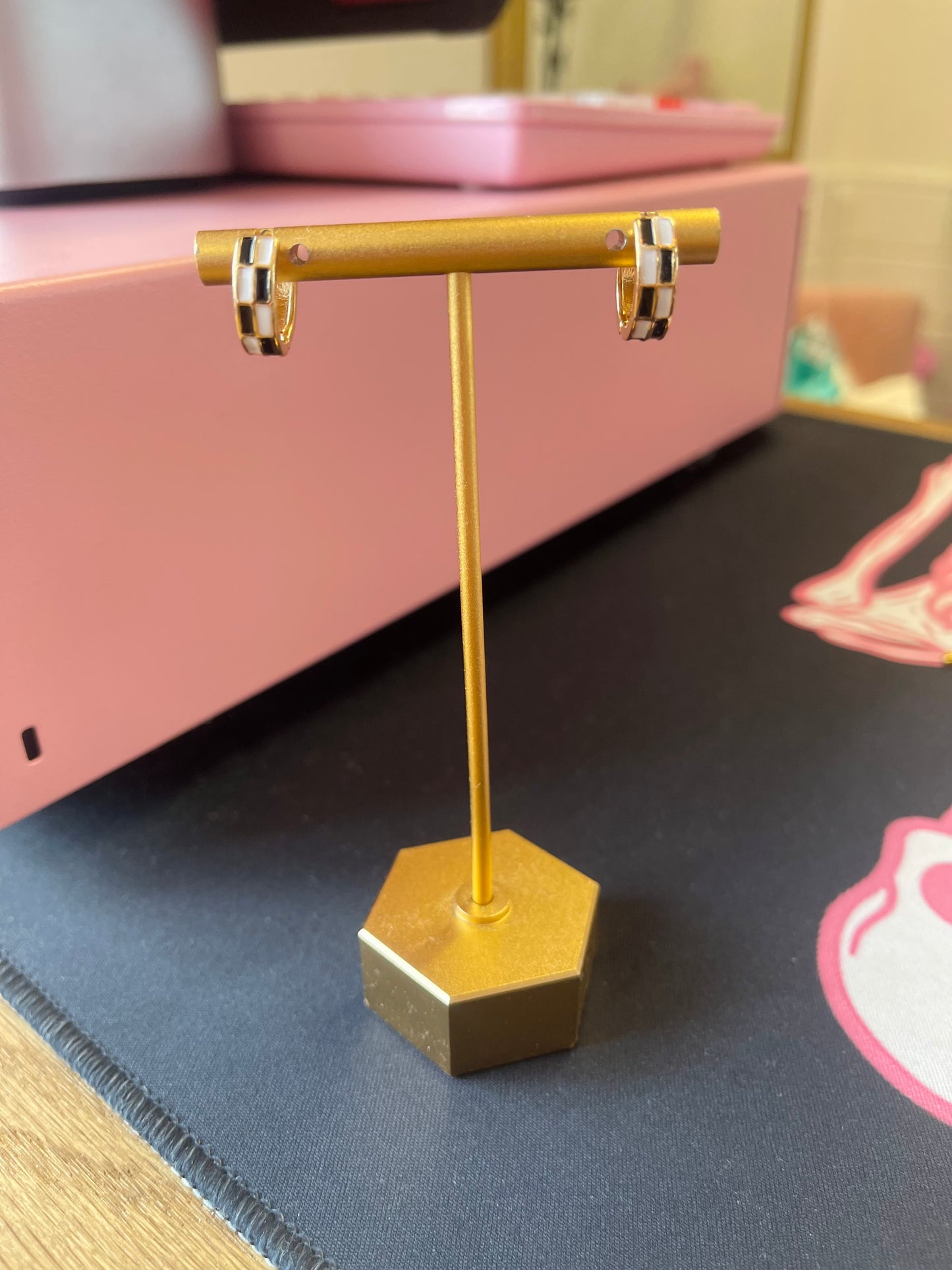 Checkered Hoop Earring