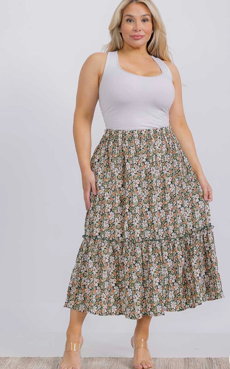 Plus Ditsy Floral Skirt
