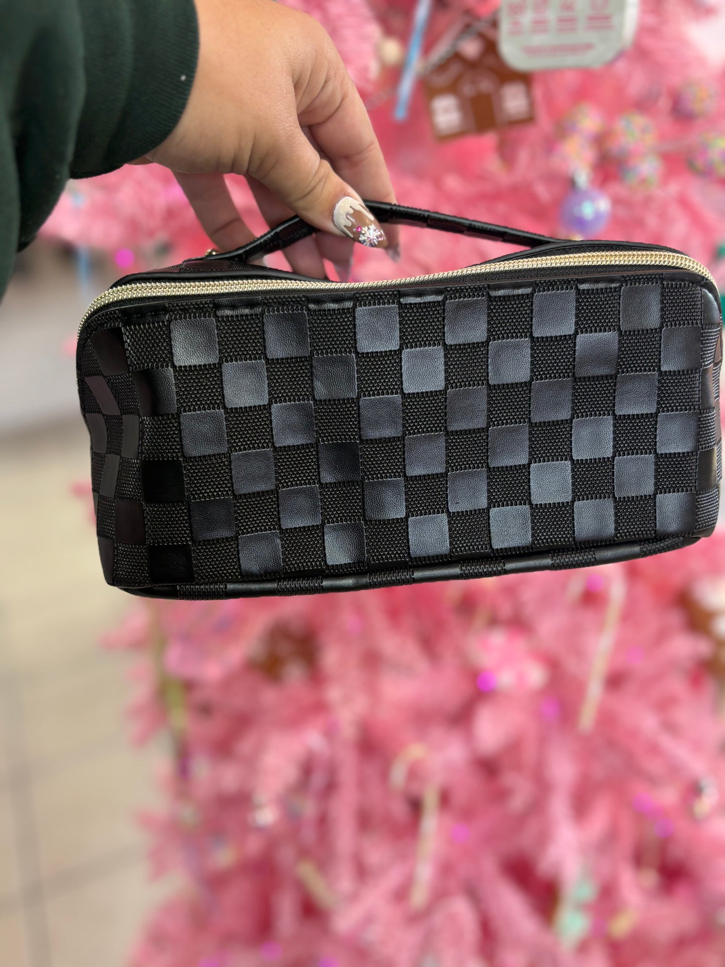 Checkered Makeup Bag