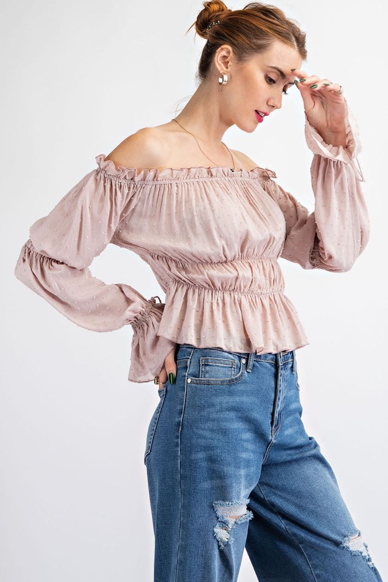 Swiss Dot Peplum Top