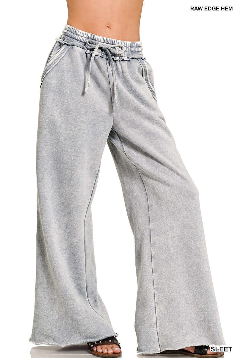 Zenana Acid Wash Fleece Sweatpants