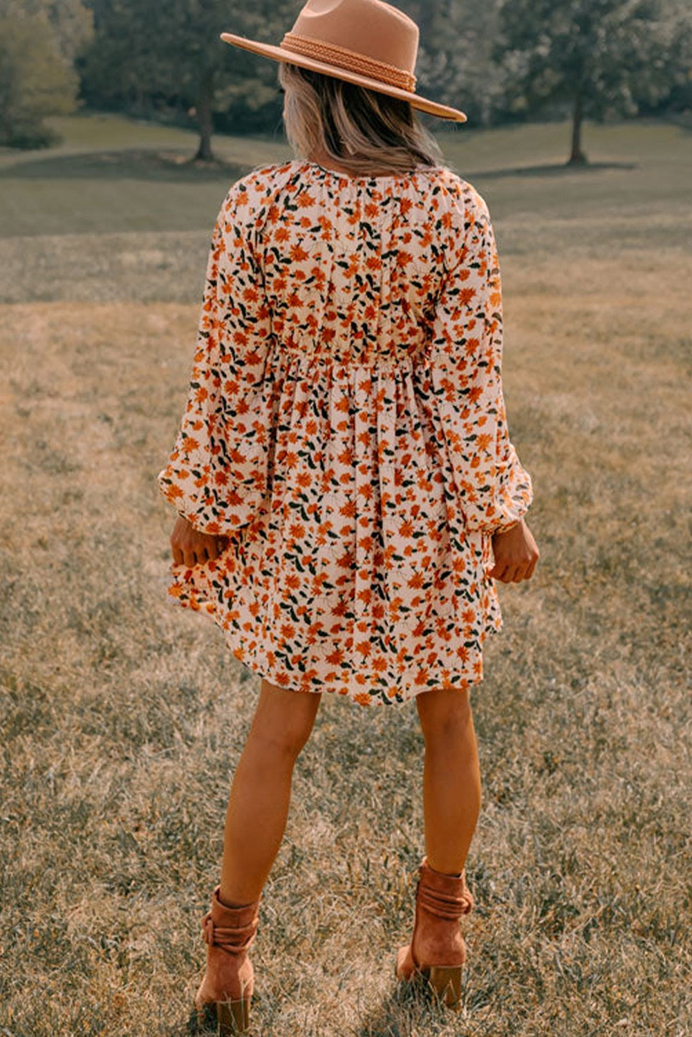 Fall Floral Babydoll Dress