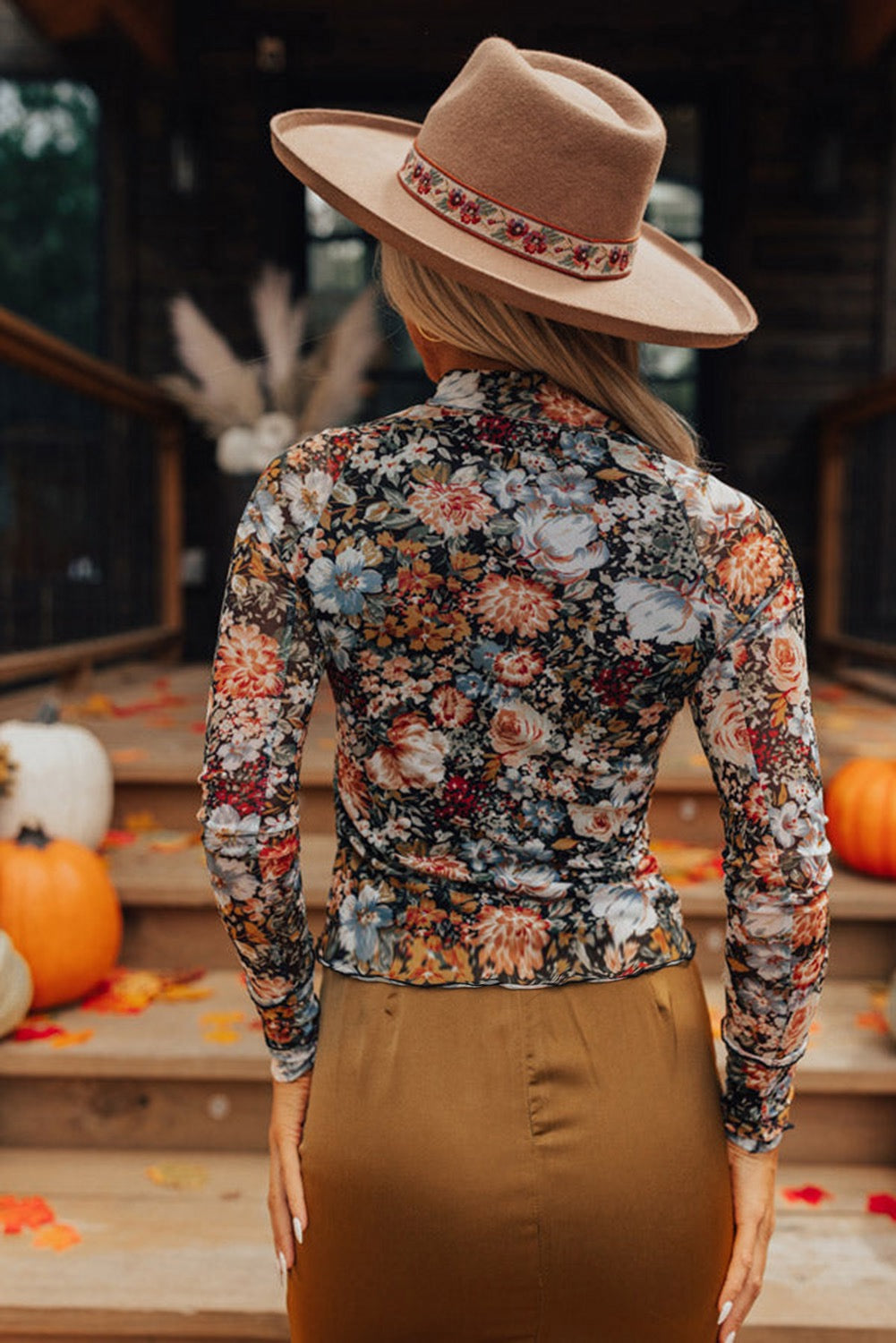 Vintage Floral Mesh Top