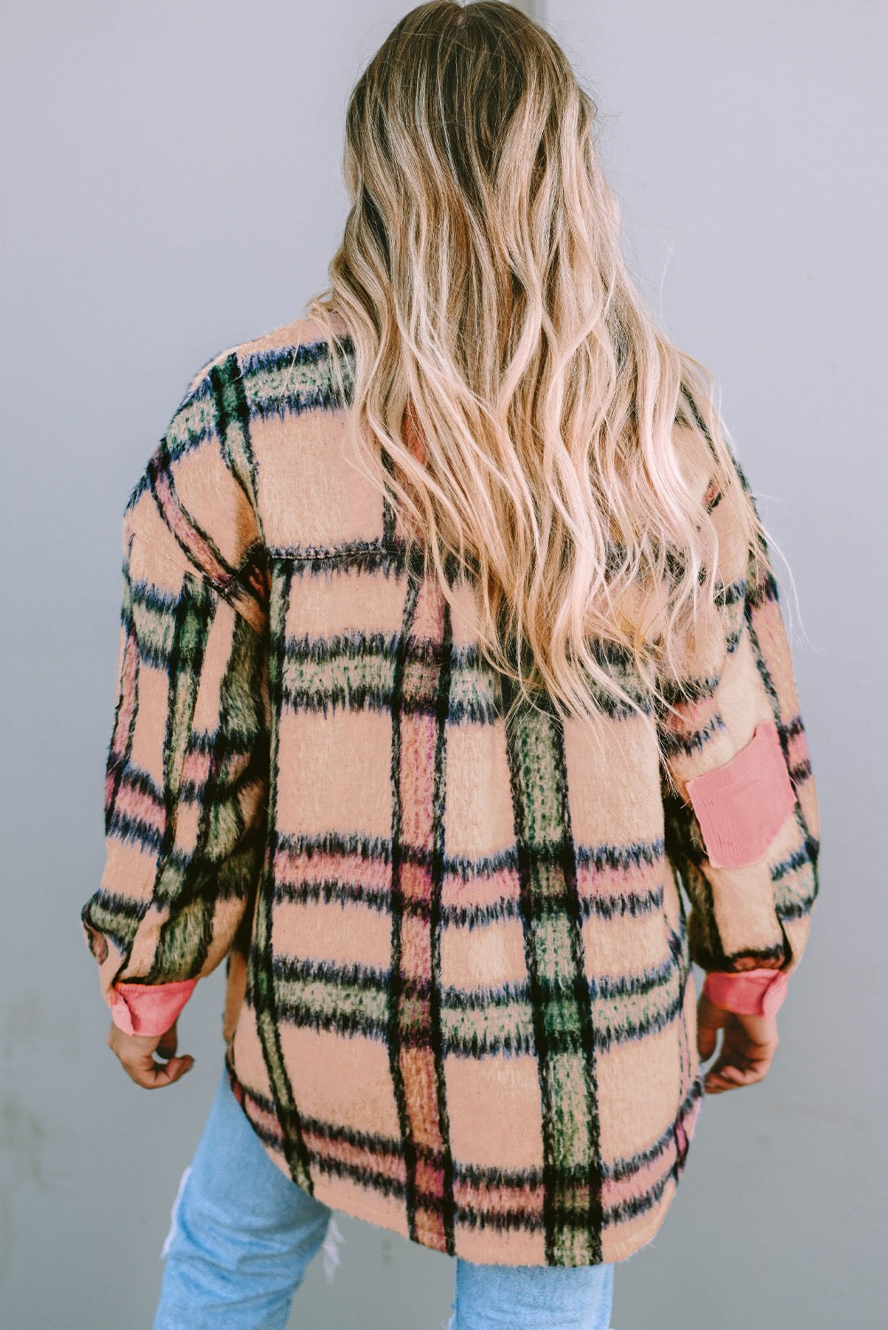 Pink Fuzzy Plaid Shacket