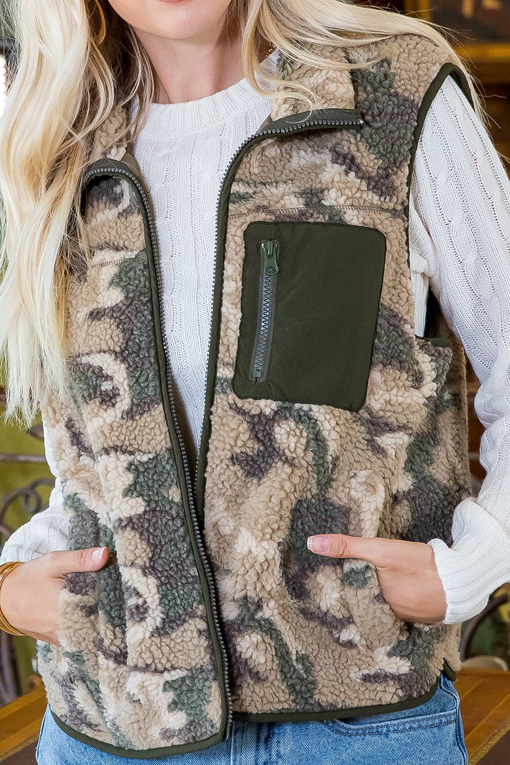Camo Sherpa Vest