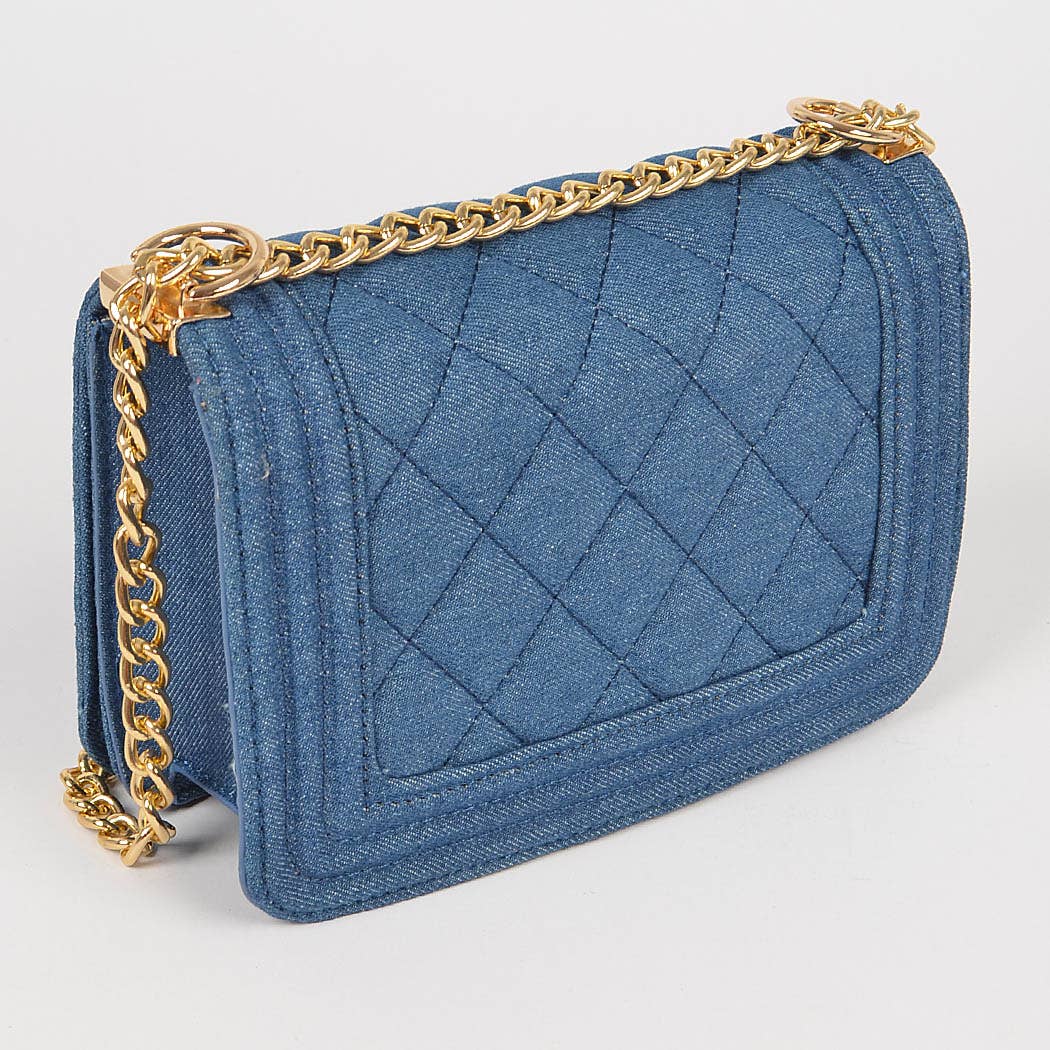 Quilted Denim Crossbody Bag