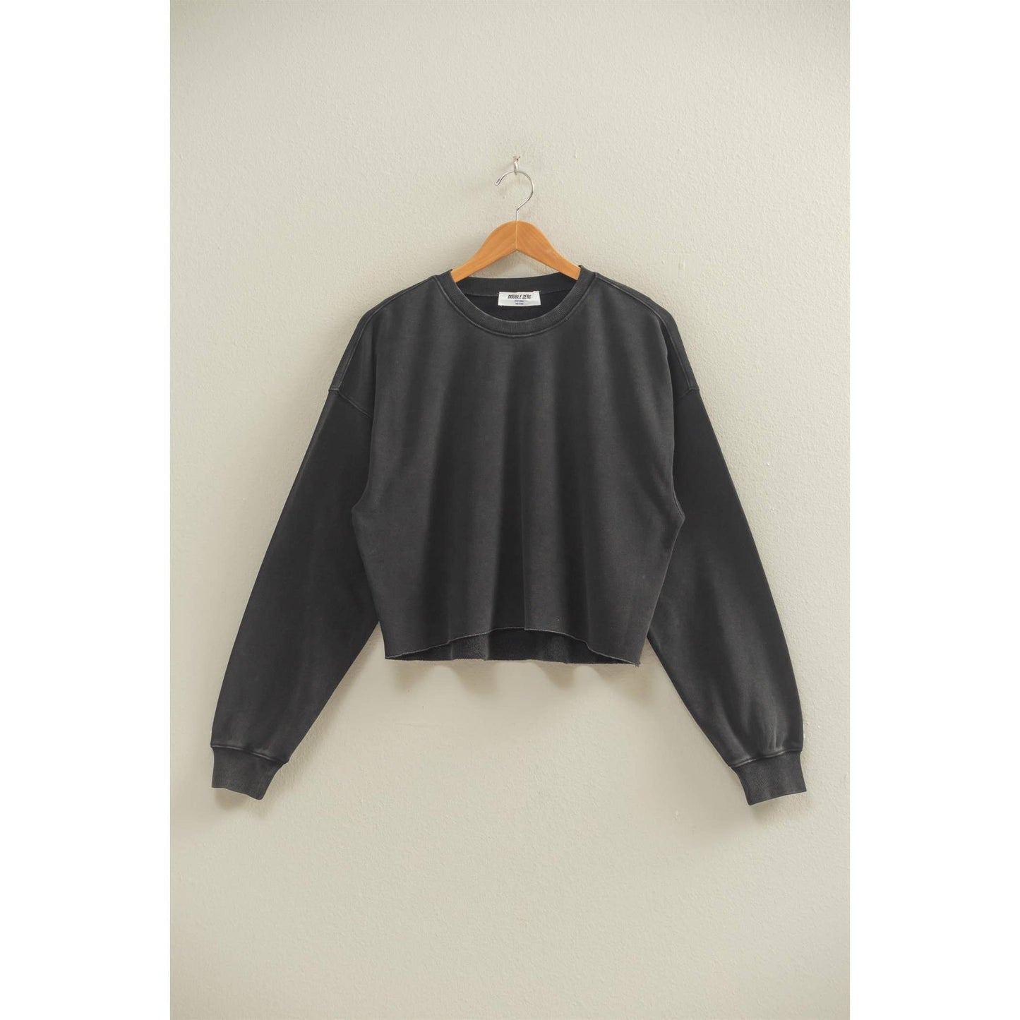Cropped Crewneck Sweatshirt With Oversized Sleeves