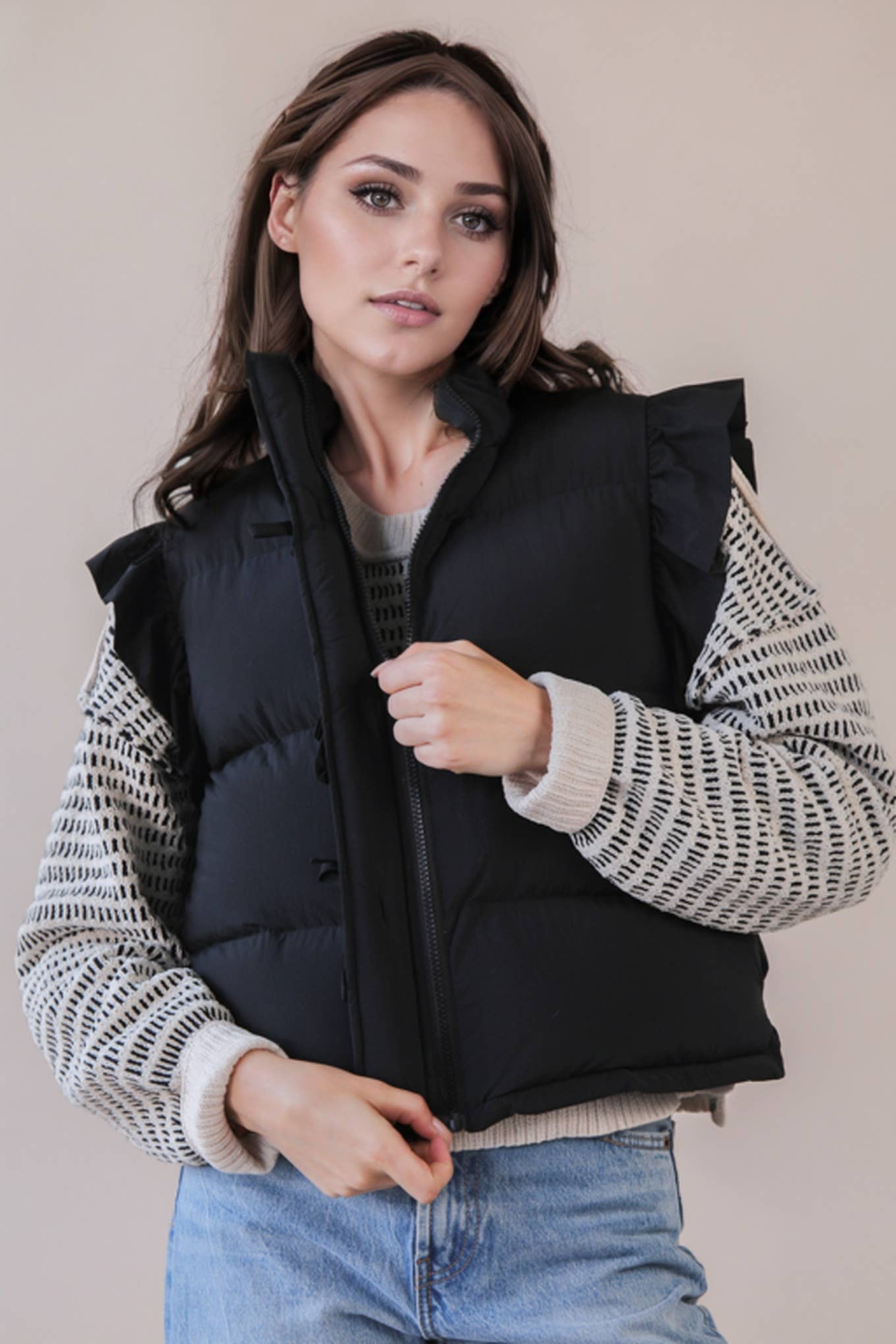 Ruffle Blush Puffer Vest