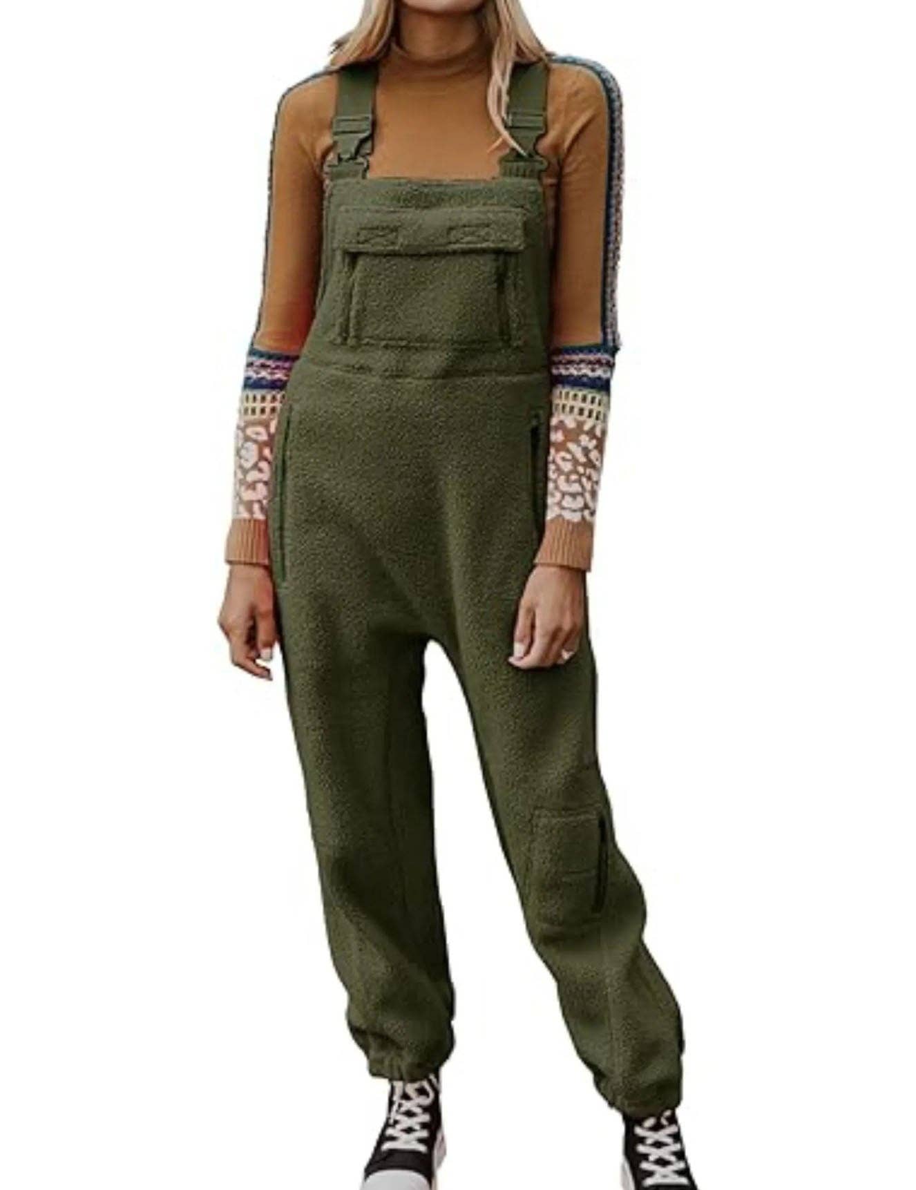 Ladies Fleece Sleeveless Jumpsuit Strape Shoulder Overall