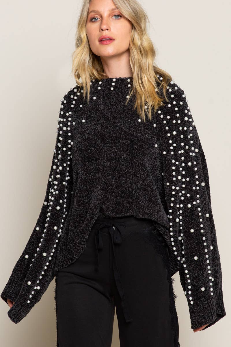 Pol Chenille Pearl Sweater