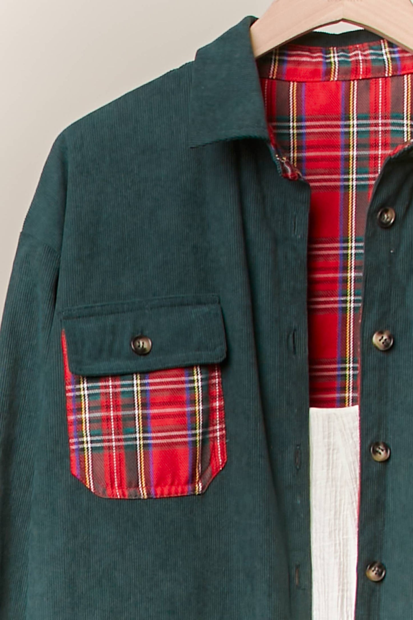 Reversible Corduroy and Plaid Button Down Shirt