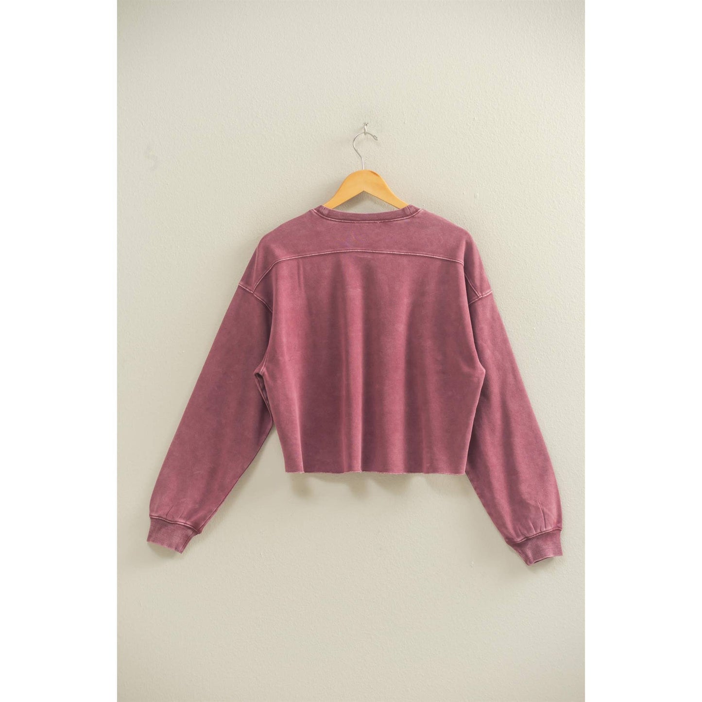 Cropped Crewneck Sweatshirt With Oversized Sleeves