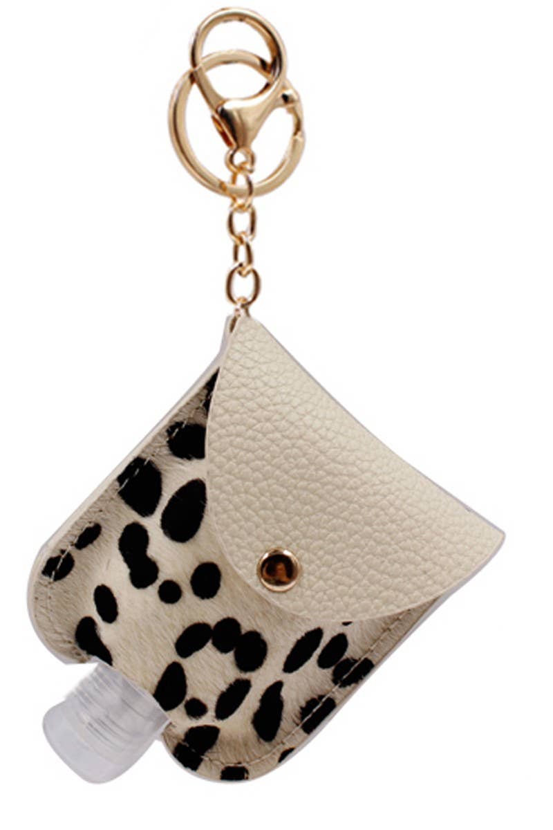 Genuine Leather Animal Sanitizer Keychain Holder